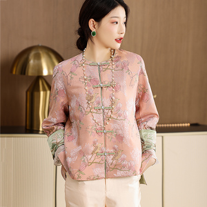 唐装上衣新款秋装新中式民国风女装盘扣复古刺绣改良旗袍外套外搭