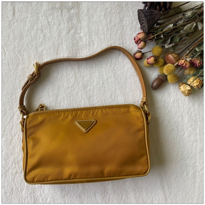 prada中古包普拉达尼龙布腋下包纯色麻将包手提小方包hobo单肩包