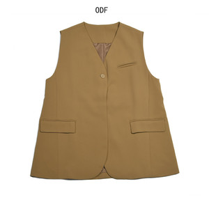 odf时装马甲女款中性款卡其色西装马甲外套时尚简约大气