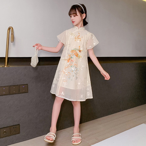 女童旗袍裙夏装中国风洋气2024新款童装女孩复古改良高级感连衣裙