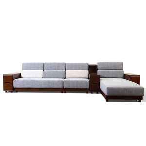 华鹤家具现代中式实木转角沙发多组合客厅环保木质沙发ht82d沙发a