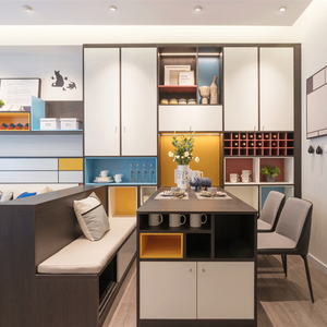 科凡定制 冰醛板科隆·黑橡木 现代新中式风格 客厅卧室空间