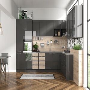 欧派橱柜  莫丽 3.6米超晶板c级地柜 3.6米石英石台面 1.5米超晶