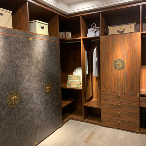 左尚明舍进口花色唐韵麒麟金开放式转角新中式角花专用拉手衣帽间