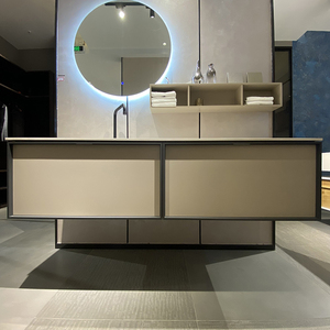 琅慕卫浴主柜生态板土灰色烤漆,纳米灰太空铝门框f-22262222