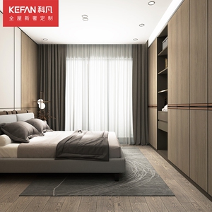 科凡轻奢全屋定制—黑框绅士系列 隐形拉手冰醛板高门定制衣柜