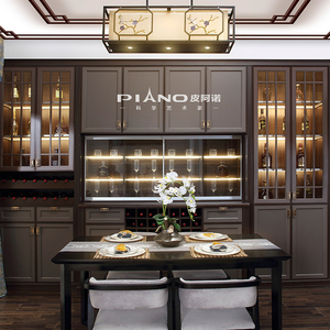 皮阿诺全屋定制高端新中式茶墨俱香酒柜餐边柜电视柜衣柜定做设计