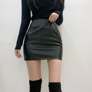 黑色皮裙半身裙高腰a字显瘦 2020新款韩版百搭包臀裙子短款秋冬女