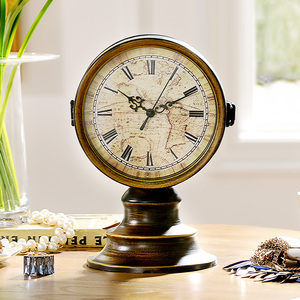 奇居良品 欧式复古客厅书房家居装饰钟表摆件爱森堡…双面钟表