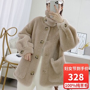 安娜同款羊羔毛皮毛一体海宁皮草外套颗粒100%全羊毛年轻羊剪绒女