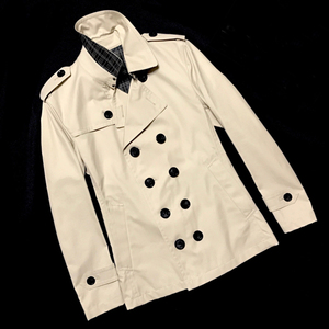 日本三阳折扣巴宝莉男士 black label 黑标短款双排扣防水风衣