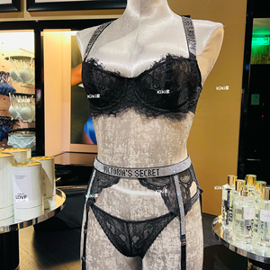 维多利亚的秘密水钻字母肩带超薄蕾丝无衬垫文胸有钢圈内衣4种色