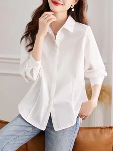 白色衬衫女时尚洋气纯棉上衣设计感小众内搭打底韩版衬衣马甲套装