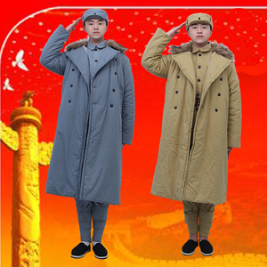 八路军毛领大衣志愿军毛领大衣解放大衣毛领军大衣影视道具棉大衣