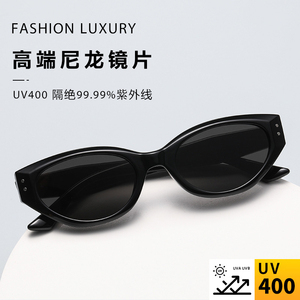 uv400太阳镜复古猫眼gm同款墨镜高级感尼龙镜片小框时尚防晒眼镜