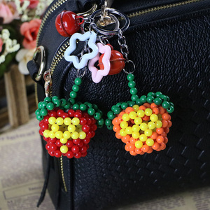 diy手工串珠苹果 平安果 手工艺品包包钥匙挂件材料包五角星铃铛