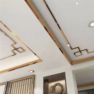 不锈钢吊顶角花金色8k镜面客厅天花轻奢装饰金属线条切割定制圆弧