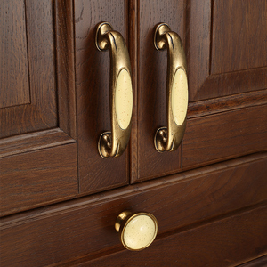 中式实木橱柜门拉手陶瓷欧式柜子拉手抽屉衣柜门把手仿古田园五金