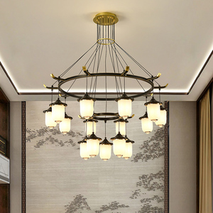 新中式吊灯客厅灯现代简约创意别墅大厅吊灯铁艺个性餐厅大堂灯具