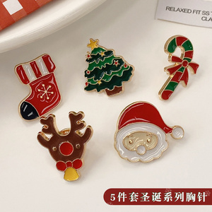 圣诞节麋鹿圣诞老人胸针可爱日系儿童卡通小饰品毛衣配饰别针装饰