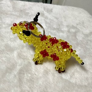 水晶串珠牛挂件 钥匙链扣 包挂 diy手工艺品 十二生肖牛金牛座