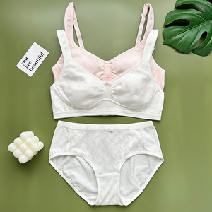 初中生内衣内裤女青春期14岁女生13女孩显胸小纯棉文胸套装白色15