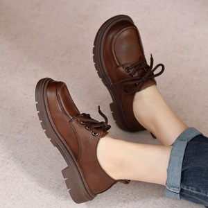 大头皮鞋女低跟