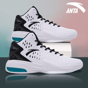 安踏高帮篮球鞋男鞋白色2022冬季新款抓地气垫减震运动鞋子kt战靴