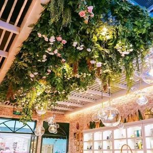 仿真绿植吊顶天花板植物假花顶部植物装饰酒吧棚顶绿植阳光房吊顶