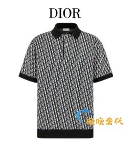 dior/迪奥 24ss新款老花满印字母logo提花短袖针织polo衫男t恤女