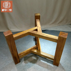 人气定做加粗原木大板支架全实木圆桌脚大理石圆形餐桌腿底座木架