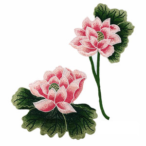 荷花刺绣布贴中国风民族风莲花风衣修补装饰贴水溶贴花辅料补丁贴