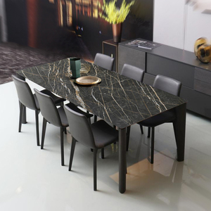 意大利进口拉米娜岩板餐桌家用大小户型现代简约实木餐桌椅夏图md