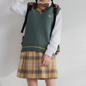 【梗豆物语】秋冬新品 重樱 复古色系jk制服纯棉针织背心/马甲