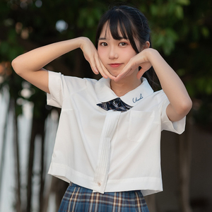 【梗豆物语】原创*樱日和*jk制服圆领/丸襟短款风琴褶少女衬衫