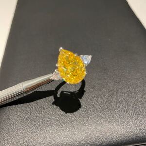 金刚钻切工 仿真黄钻水滴戒指 女 人造宝石雷迪恩戒指