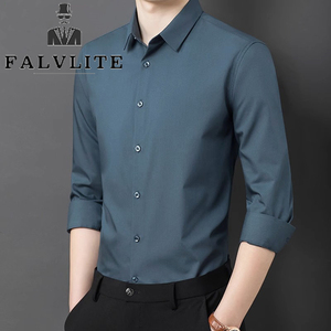 FALVLITE品牌秋季新款高端商务免烫长袖衬衫男士纯色休闲衬衣