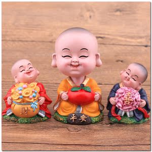 新年礼物保平安祈福如来小和尚汽车摆件 车载车内用品装饰品佛像