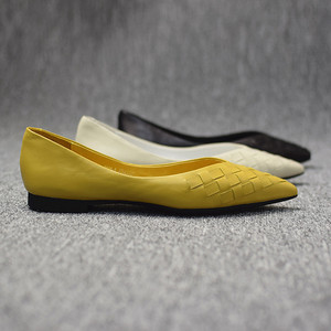 尖头船鞋女平底手工