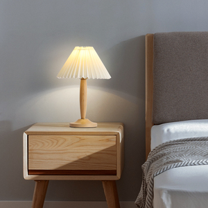 侘寂风台灯卧室床头柜书桌手工原木装饰摆件vintage复古简约灯具