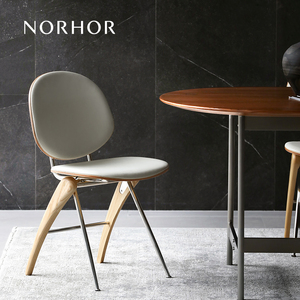 北欧表情NORHOR/复古中古MCM/GOGH金属实木真皮软包餐椅/靠背椅