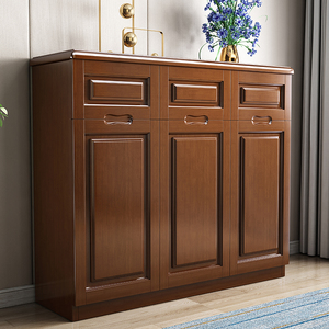 简约现代中式实木鞋柜门厅柜对开门2门3门大容量组装鞋架储物柜