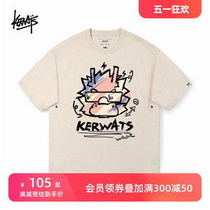 KERWATS品牌纯棉重磅短袖t恤男女同款情侣装龙年潮牌国风印花衣服