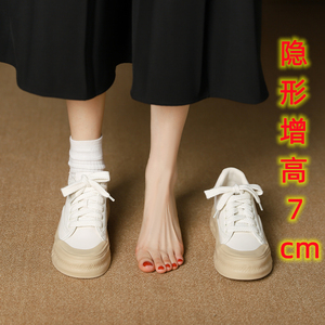 内增高小白鞋女2023秋季新款运动厚底饼干鞋小码3233休闲板鞋单鞋