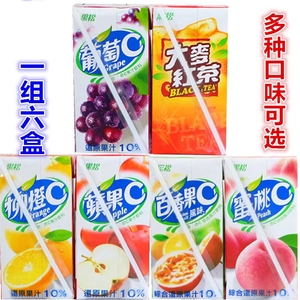 台湾黑松百香果柳橙苹果蜜桃葡萄C大麦红茶果汁饮料300ml*6瓶