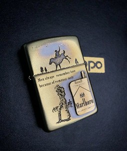 原装zippo全球限量版万宝路牛仔 烟盒纯铜盔甲防风煤油打火机男士