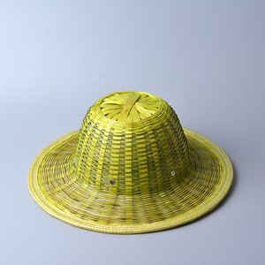 竹编帽子创意遮阳防晒竹斗笠农民草帽户外旅游特色绿帽子直播道具