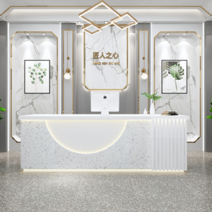 现代简约公司美容院前台接待台服装店铺烘培奶茶收银台柜吧台定制