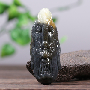 好友 新疆和田玉青花籽料牛魔王吊坠男款蛇生肖挂件 翟学甲 39克