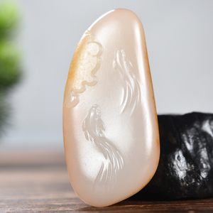 好友 新疆和田玉籽料金鱼吊坠年年有余挂件 男款 大师翟学甲 40克